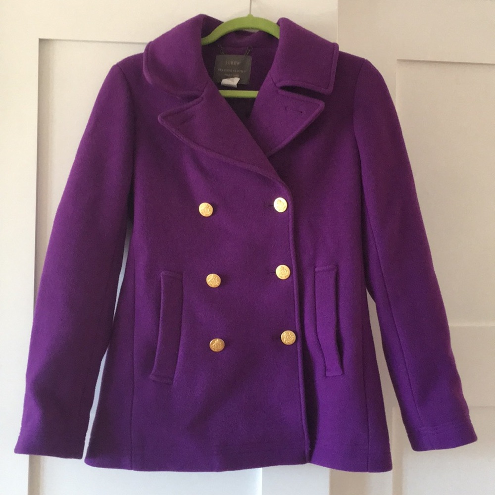 J Crew Purple Pea Coat Size 2